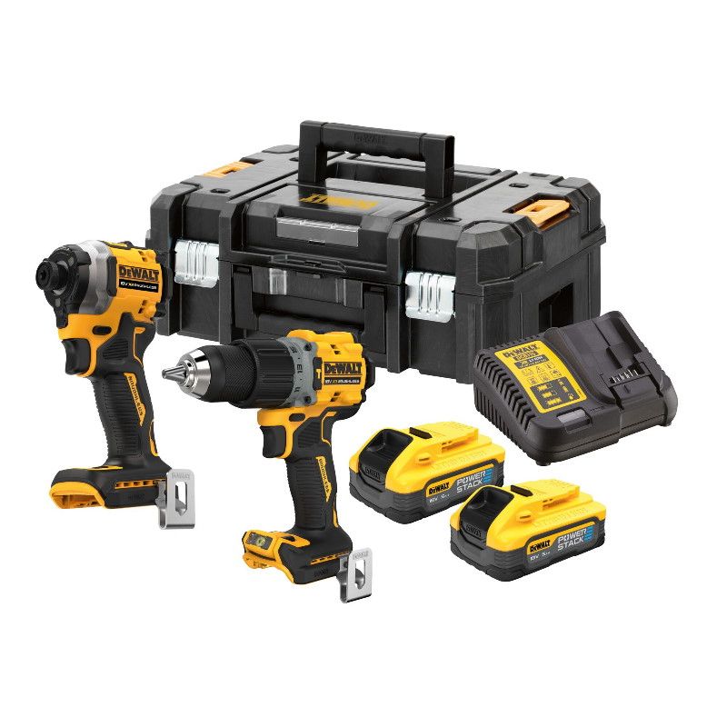 DEWALT 18V XR Brushless Compact 5.0Ah Powerstack 2 Piece Kit DEWDCK2050H2T-XE