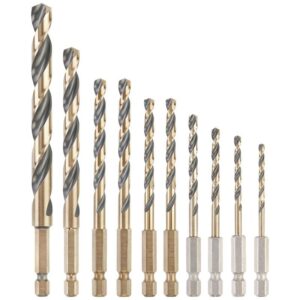 DEWALT 10 Piece Black and Gold Hex Drill Bit Set DEWDT20620-QZ