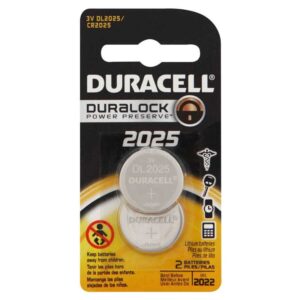 Duracell Battery, 3V Lithium 20mm Diameter 2.5mm High CR2025 - Twin Pack DURDL2025BP2