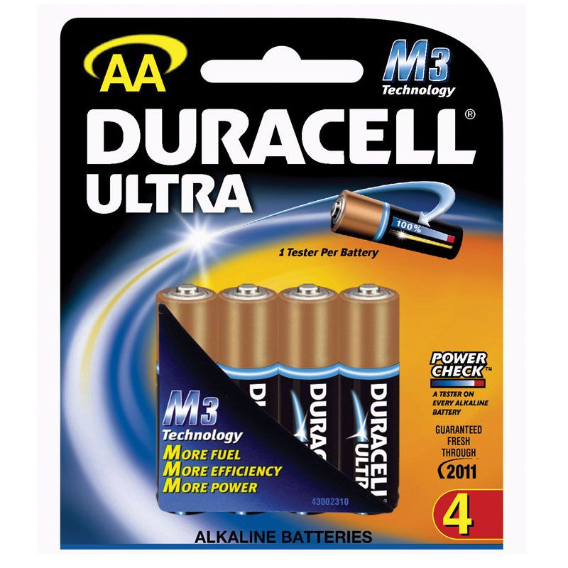 Duracell Battery, 1.5V AA Alkaline Ultra - Pack of 4 DURMX1500B4