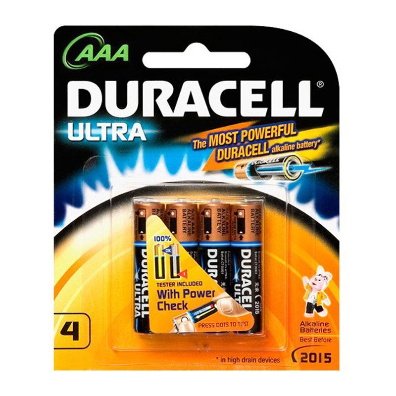 Duracell Battery, 1.5V AAA Alkaline Ultra - Pack of 4 DURMX2400B4