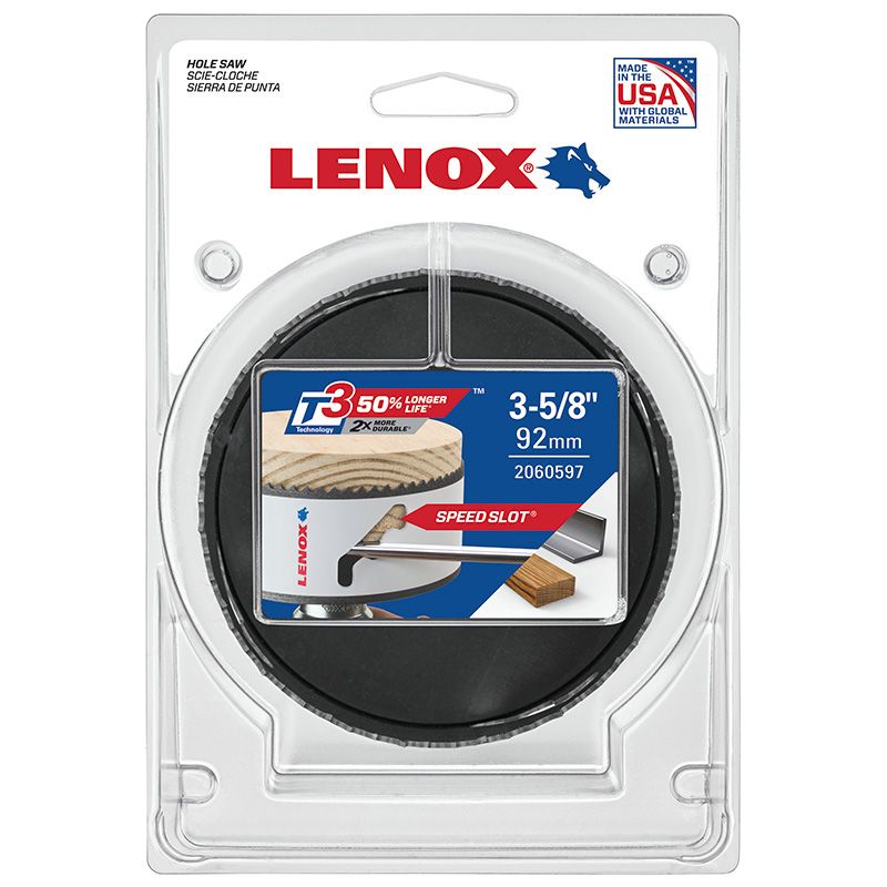 LENOX T3 SPEED SLOT 92mm Hole Saw LEN3005858L