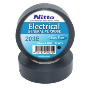 Nitto 203E General Purpose PVC Electrical Tape 18mm x 20m Black NIT203B