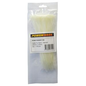 Powerforce Cable Tie Natural 200mm x 2.8mm Pack of 100 POWCT2002NT/100