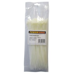 Powerforce Cable Tie Natural 250mm x 4.8mm Pack of 100 POWCT2504NT/100