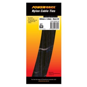 Powerforce Cable Tie Black 300mm x 4.8mm Pack of 100 POWCT3004BK/100