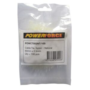 Powerforce Cable Tie Natural 80mm x 2.5mm Pack of 100 POWCT802NT/100