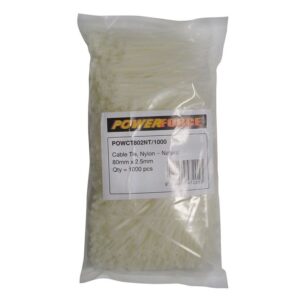 Powerforce Cable Tie Natural 80mm x 2.5mm Pack of 1000 POWCT802NT/1000
