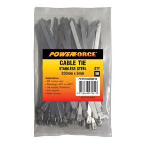 Powerforce Cable Tie 200mm x 8mm 316SS Cable Tie 50 pack POWCTSS2008/50