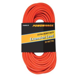 Extension Lead, 30m 10A Plug Extra Heavy Duty 15A Red Cable POWREL30