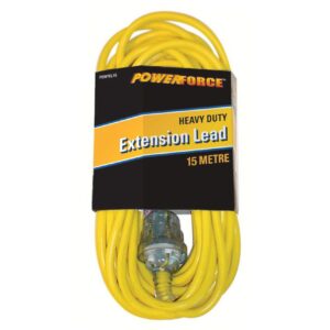 Extension Lead, 15m 10A Heavy Duty PVC, Yellow Cable POWYEL15