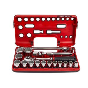 Sidchrome 21 Piece (Metric) 1/2" Drive Socket Set with Compact Head Ratchet SIDSCMT14150