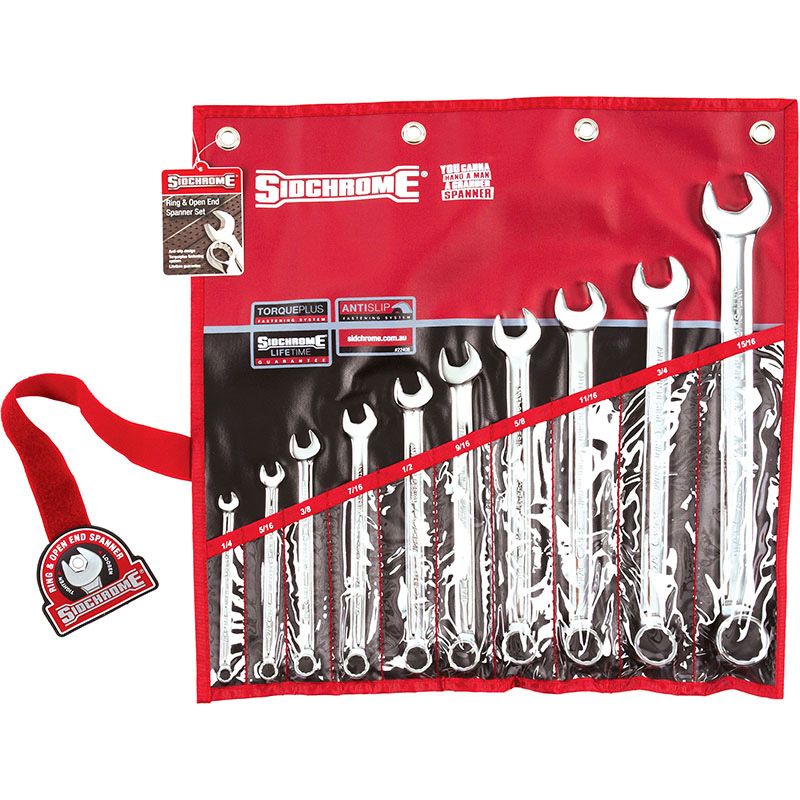 Sidchrome Spanner Set Combination AF 10 Pieces SIDSCMT22408