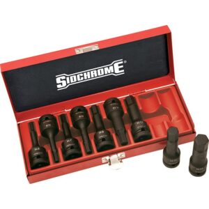 Sidchrome 1/2 Drive Socket Set/Tray 9 Piece Inhex - Impact SIDXS4H09T