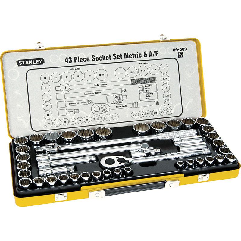 Stanley Socket Set 1/2 Drive Metric/AF 43 Piece STA89-509