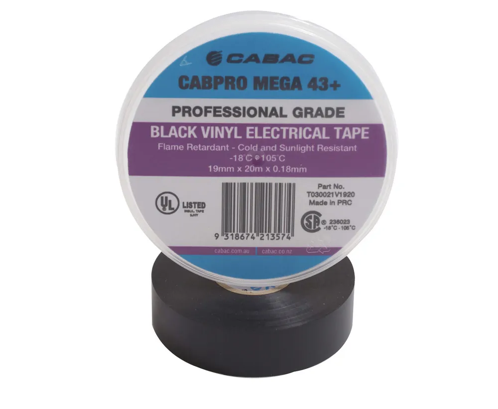 CABPRO MEGA 43+ VINYL ELEC TAPE 19mmX20m