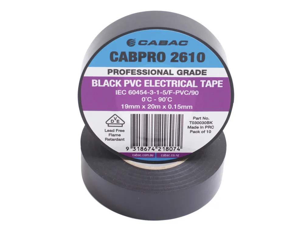 CABPRO PVC TAPE 2610 - BLACK 19mm x 20m