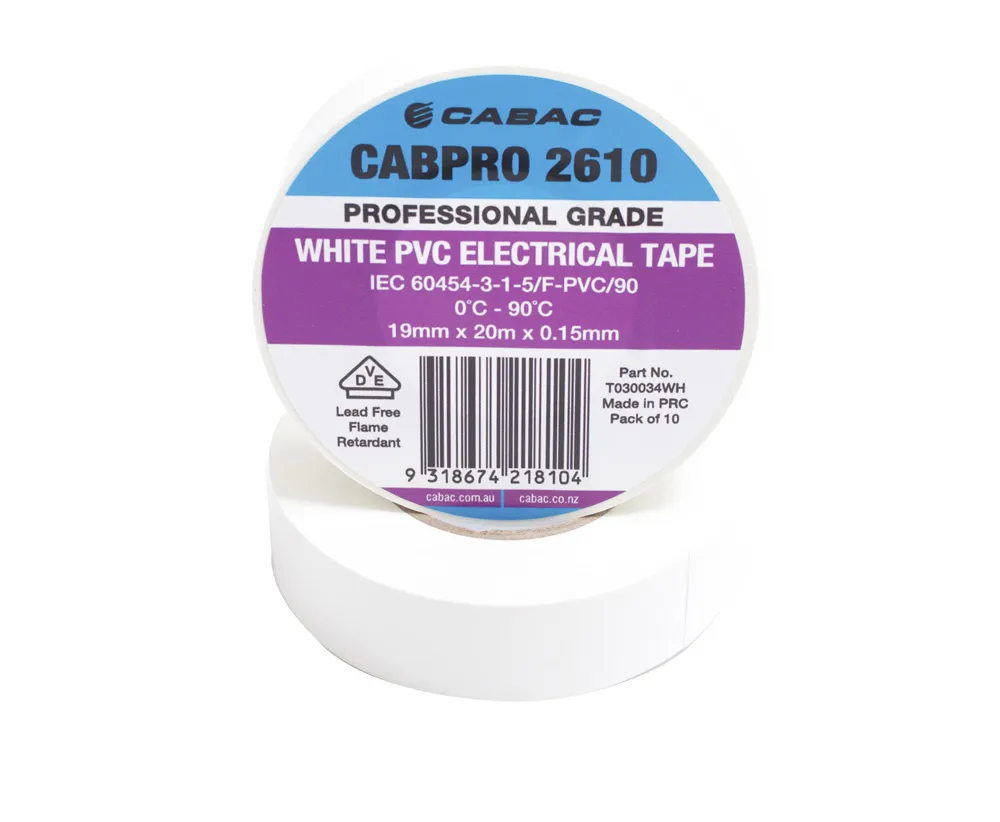 CABPRO PVC TAPE 2710 - WHITE 18mm x 20m
