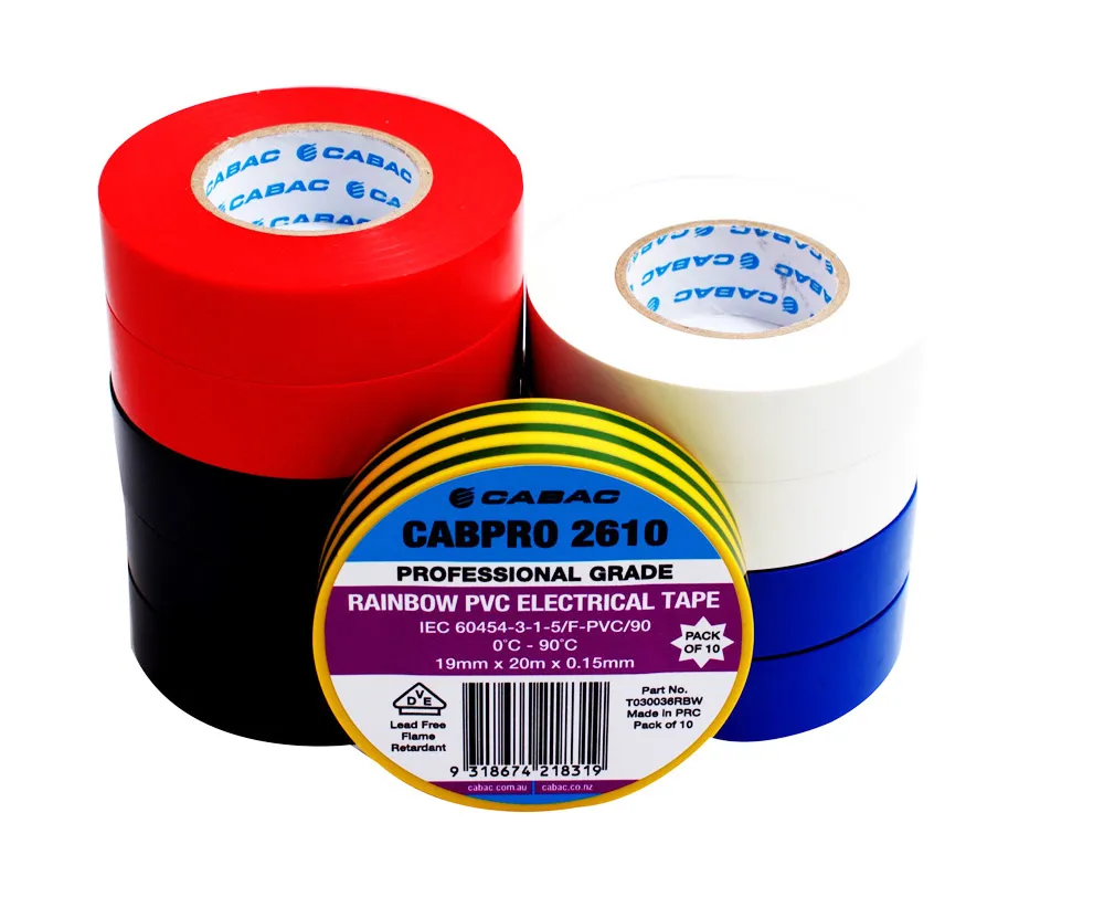 CABPRO PVC TAPE 2610 - RAINBOW 20m 10PAC