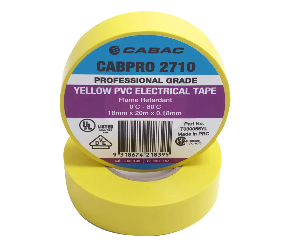 CABPRO PVC TAPE 2710 - YELLOW 18mm x 20m