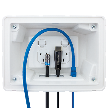 MATCHMASTER WHITE RECESSED POWER POINT MOUNTING BOX WITH AV & BRUSH : 04MM-RP02