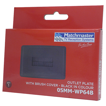MATCHMASTER WALL PLATE NARROW OPENING WITH BRUSH DUST PROTECTION - BLACK : 05MM-WP64B