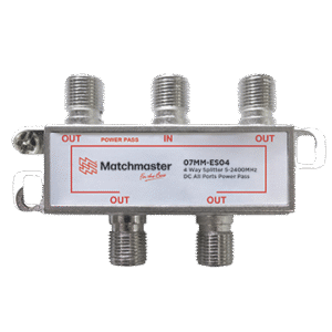 MATCHMASTER SPLITTER 4 WAY ALL PORT POWER PASS 2400MHZ : 07MM-ES04