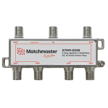 MATCHMASTER SPLITTER 6 WAY ALL PORT POWER PASS 2400MHZ : 07MM-ES06