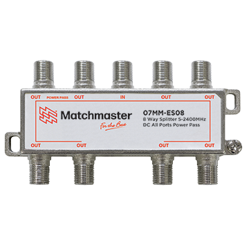 MATCHMASTER SPLITTER 8 WAY ALL PORT POWER PASS 2400MHZ : 07MM-ES08