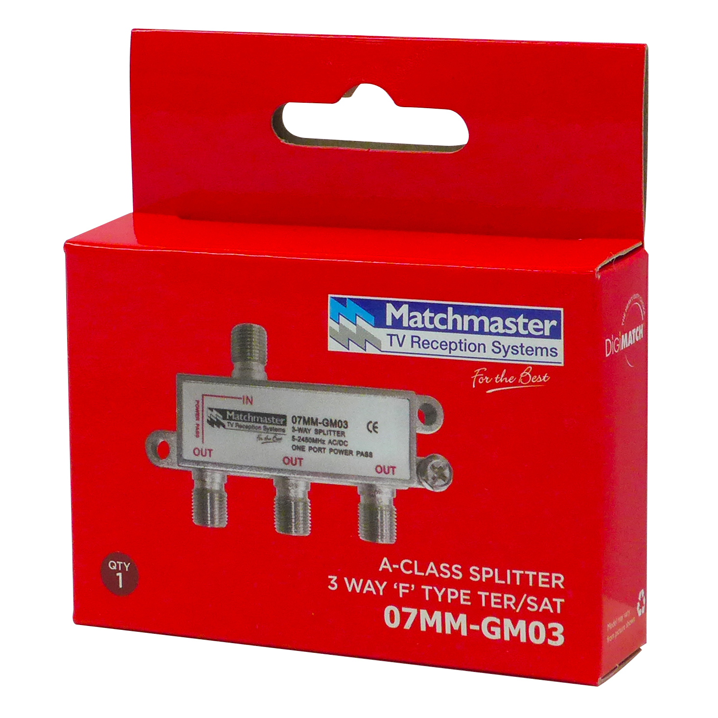MATCHMASTER SPLITTER F 3 WAY 5-2400MHZ P/PASS : 07MM-GM03