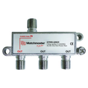 MATCHMASTER SPLITTER F 3 WAY 5-2400MHZ P/PASS : 07MM-GM03