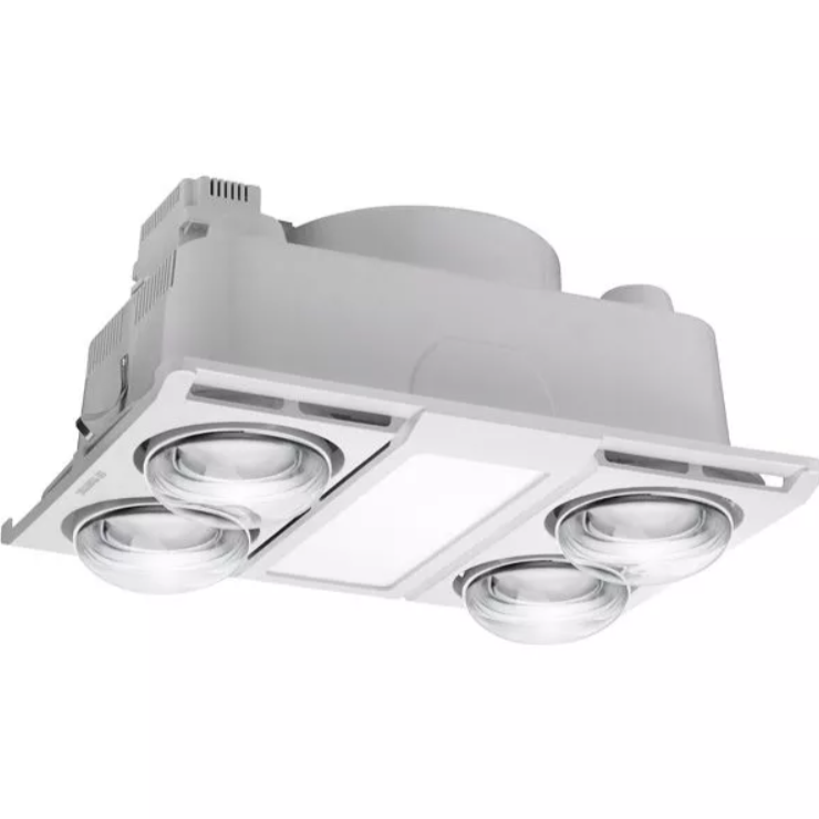 Martec Profile Panel 4 Heat 3 in 1 Bathroom Heater Exhaust Fanwith 12w Tricolour Panel Light White MBHN4LW
