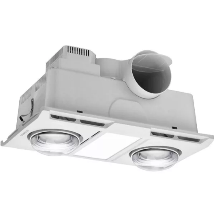 Martec Profile Panel 2 Heat 3 in 1 Bathroom Heater Exhaust Fanwith 12w Tricolour Panel Light White MBHN2LW