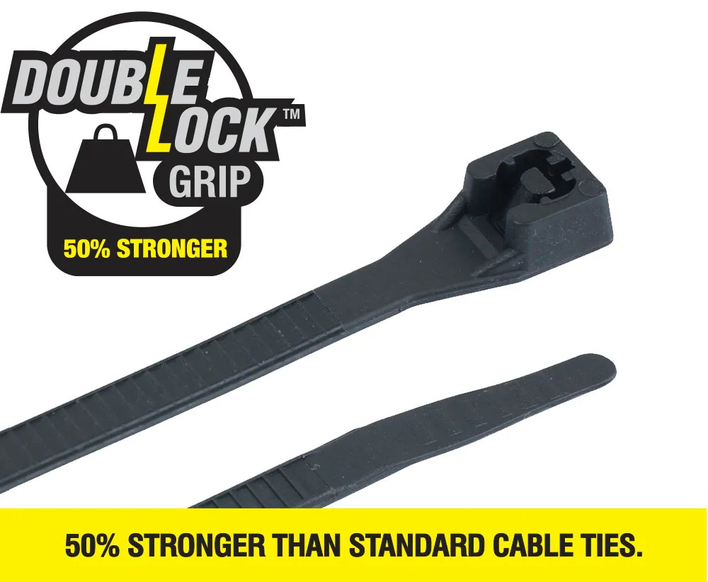 CABAC CABLE TIE 356 X 4.3MM DOUBLE LOCK BLACK