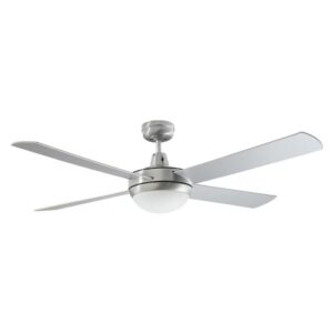 Martec Lifestyle DC Motor 1320mm 4 Blade Ceiling Fan & 24w Tricolour LED Light with Remote Control Brushed Aluminium DLDC1343BR