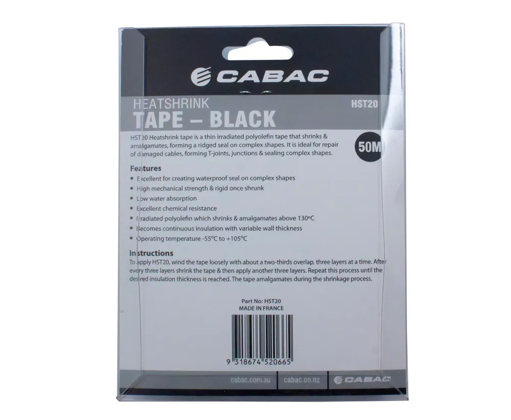 CABAC Heatshrink Tape 20mm wide 50m Roll (1/each) HST20