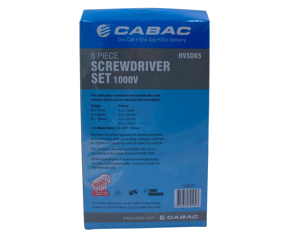 CABAC Screw Driver Set 8Pce 1000V VDE (1/each) HVSDK5