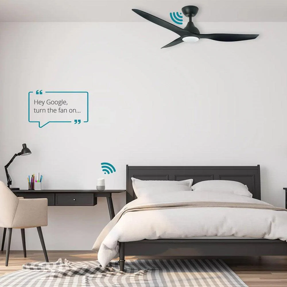 Martec Avoca DC 1220mm 3 ABS Blade WIFI & Remote Control Ceiling Fan with Variable Dim 20w CCT LED Light Matt Black MADC1233MMR