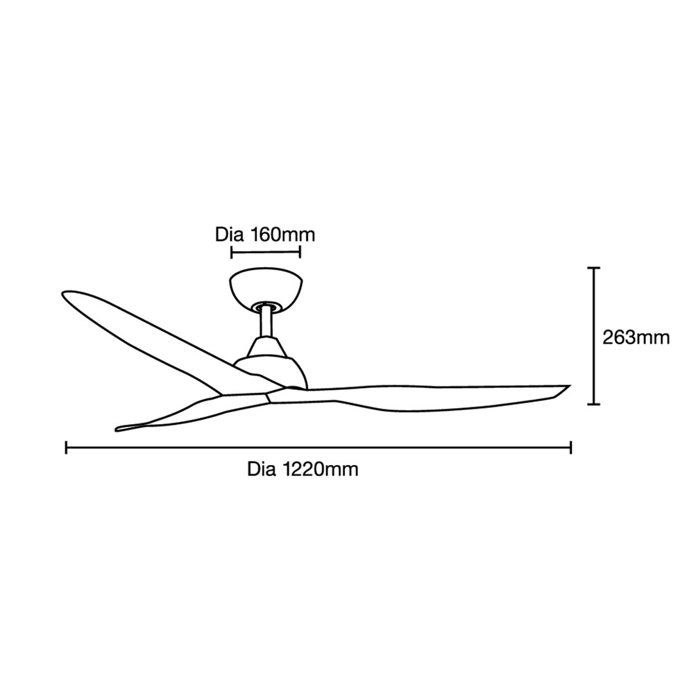Martec Avoca DC 1220mm 3 ABS Blade WIFI & Remote Control Ceiling Fan Only Matt White MADC123WWR