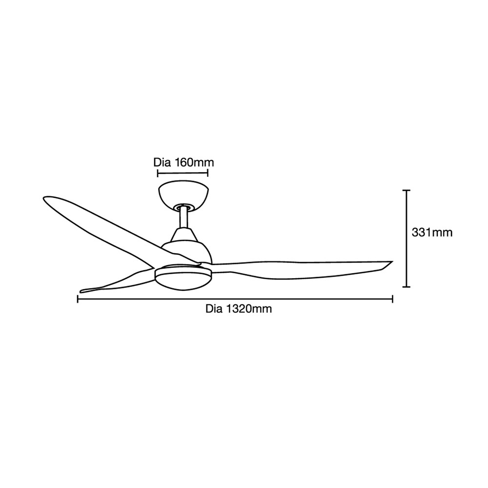 Martec Avoca DC 1320mm 3 ABS Blade WIFI & Remote Control Ceiling Fan with Variable Dim 20w CCT LED Light Matt Black MADC1333MMR