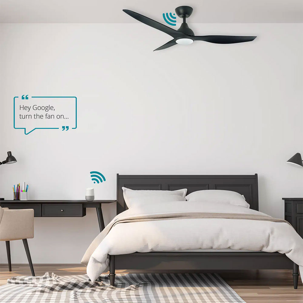 Martec Avoca DC 1320mm 3 ABS Blade WIFI & Remote Control Ceiling Fan with Variable Dim 20w CCT LED Light Matt Black MADC1333MMR