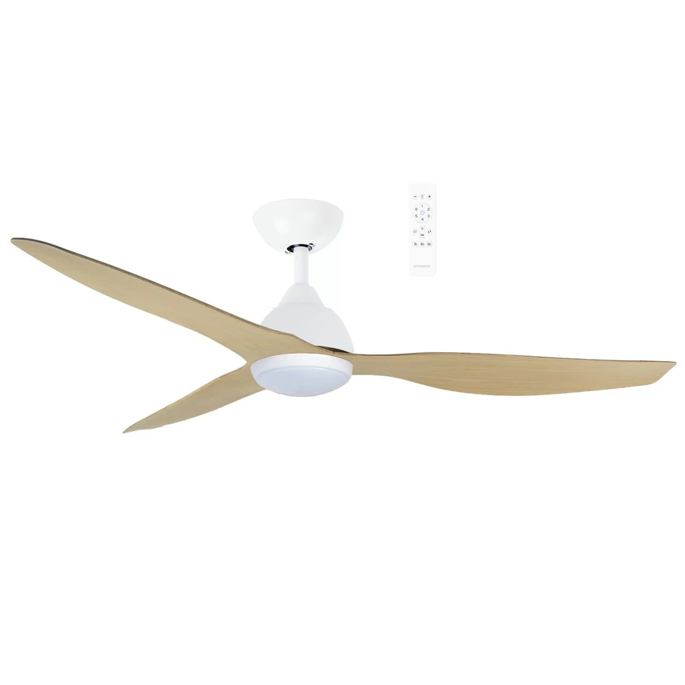 Martec Avoca DC 1320mm 3 ABS Blade WIFI & Remote Control Ceiling Fan with Variable Dim 20w CCT LED Light Matt White/Oak MADC1333WOR