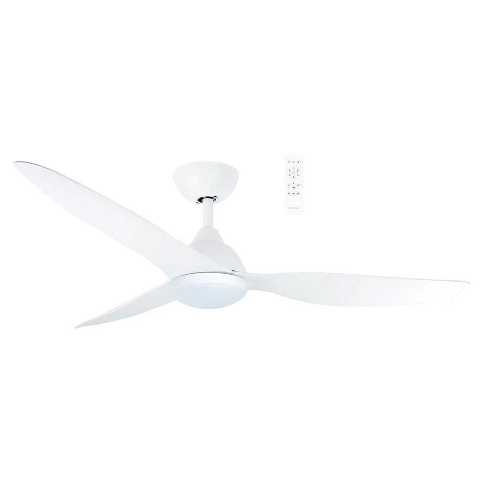 Martec Avoca DC 1320mm 3 ABS Blade WIFI & Remote Control Ceiling Fan with Variable Dim 20w CCT LED Light Matt White MADC1333WWR
