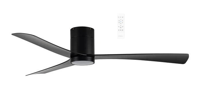 Martec Metro DC Close to Ceiling 3 ABS Blade 1320mm Hugger WIFI & Remote Control Ceiling Fan with Variable Dim 16w CCT LED Light Matt Black MDCM1333M
