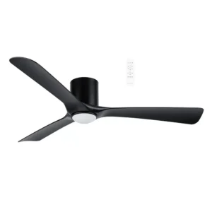 Martec Fresno DC Close to Ceiling 3 ABS Blade 1320mm Hugger WIFI & Remote Control Ceiling Fan with Variable Dim 16w CCT LED Light Matt Black MFDC1333M