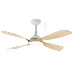 Martec Hampton DC 1320mm 4 ABS Blade WIFI & Remote Control Ceiling Fan with Variable Dim 18w CCT LED Light Matt White/Oak MHDC1343WO