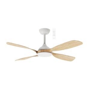 Martec Hampton DC 1320mm 4 ABS Blade WIFI & Remote Con- trol Ceiling Fan Only Matt White/Oak MHDC134WO