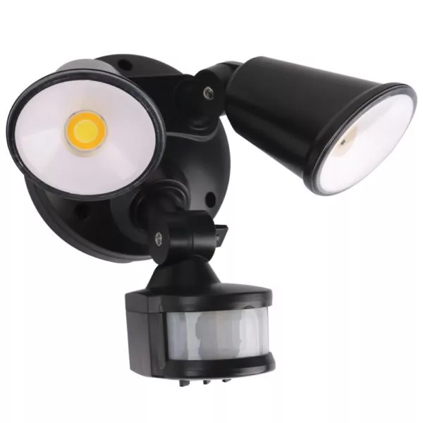 Martec Defender Double Spot LED Outdoor Flood Light 2 x 10w Tricolour Matt Black MLXD3452M