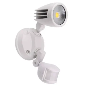 Martec Fortress II LED Flood Light Outdoor Single Spot Sensor 15w Tricolour White MLXF3451WS