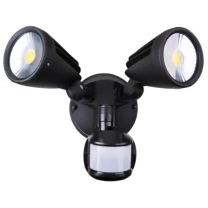 Martec Fortress II LED Flood Light Outdoor Double Spot Sensor 2 x 15w Tricolour Matt Black MLXF3452MS